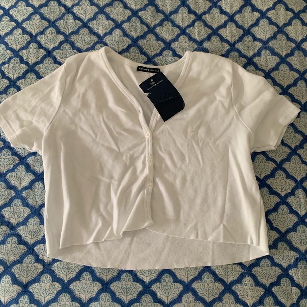 Brandy Melville White Button Up Top